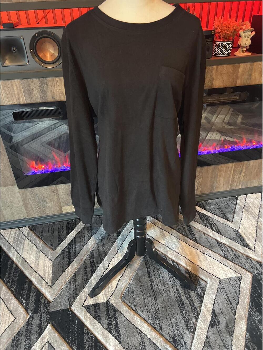 Fantaslook Black Long Sleeve Shirt Size 2XL